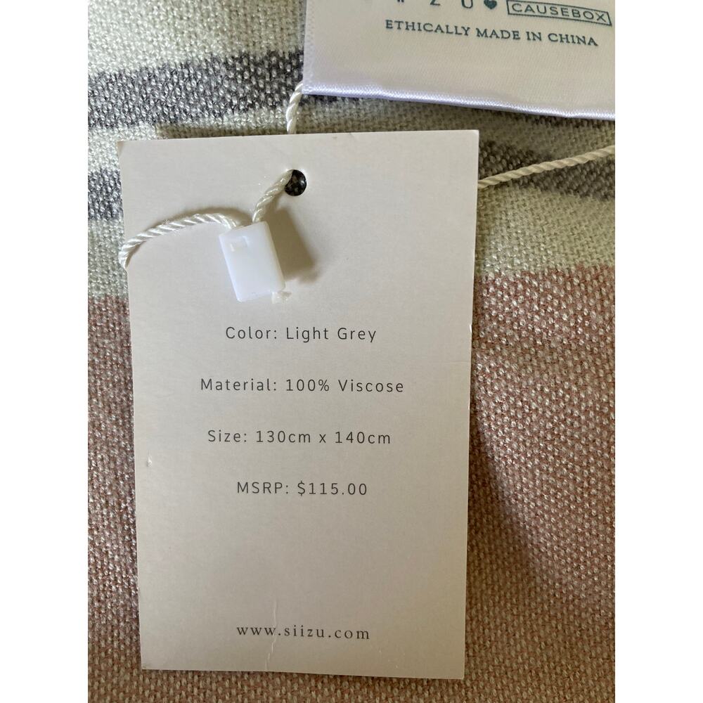 NWT Siizu Causebox blush pink/grey/cream stripe poncho scarf shawl, one size - Picture 9 of 12